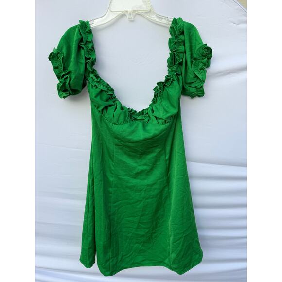 REVOLVE More to Come Green Randy Off Shoulder Ruffle Mini Dress Size M - Picture 3 of 10
